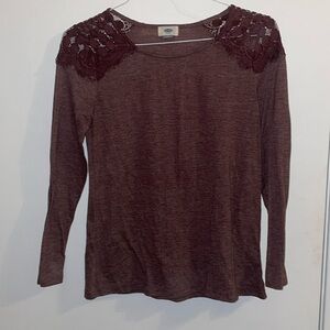 Long sleeve purple lace top